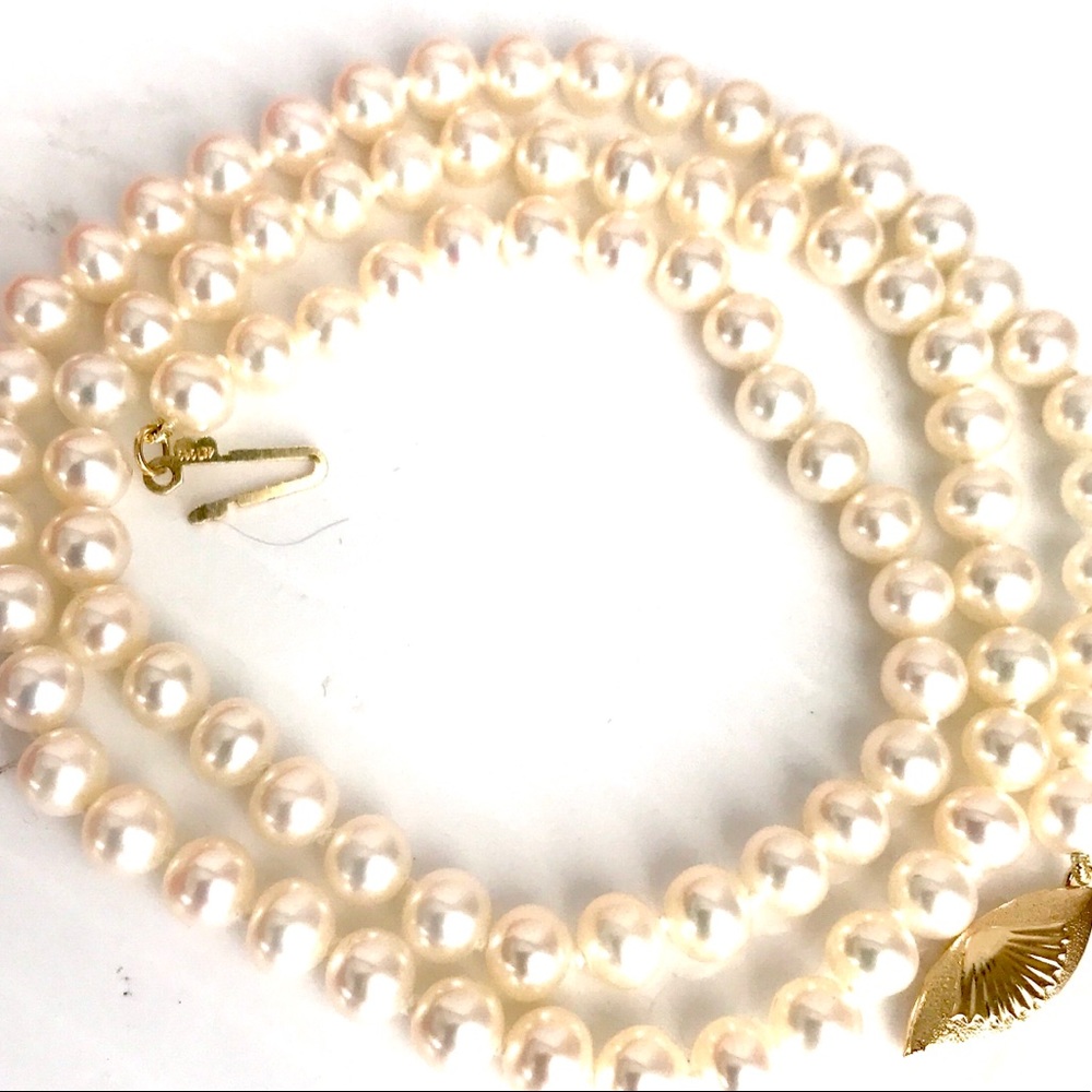 Akoya pearls 18”necklace 14K solid gold clasp